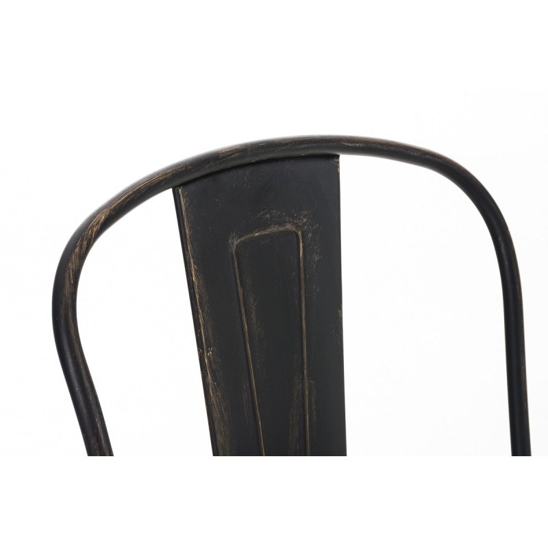 Tabouret de bar Aiden, noir et or antique