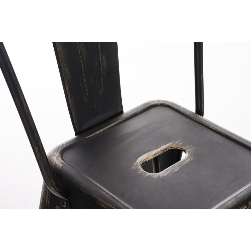 Tabouret de bar Aiden, noir et or antique