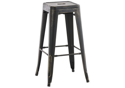 Tabouret de bar Joshua, noir et or antique