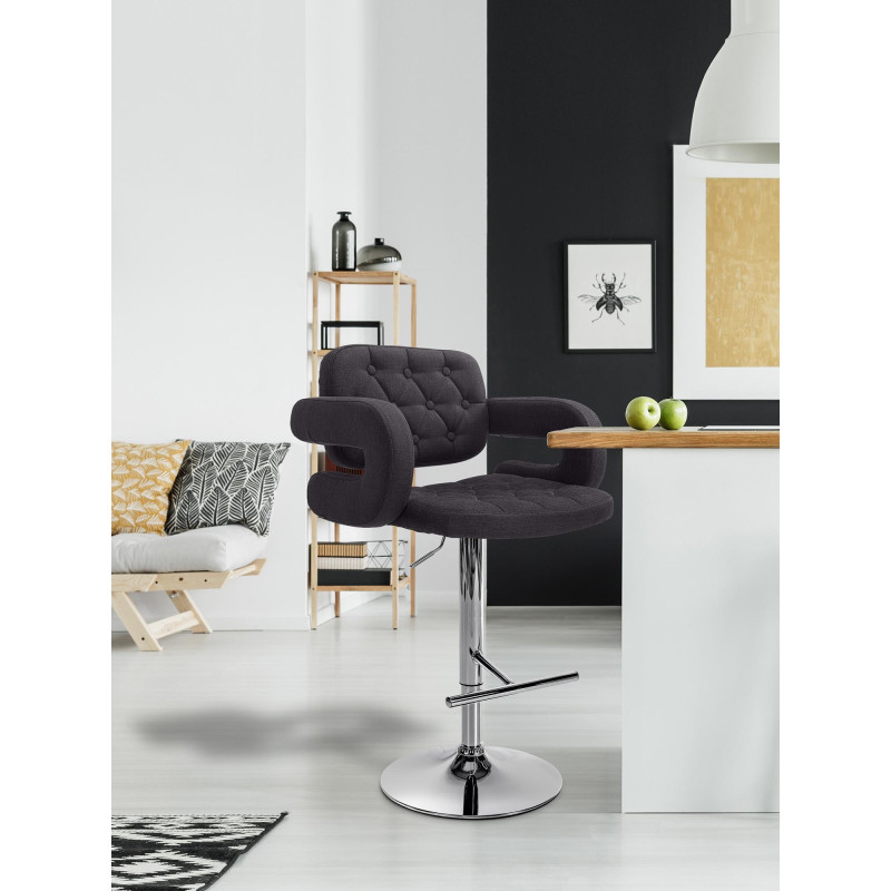 Tabouret de bar Dublin, tissu C noir