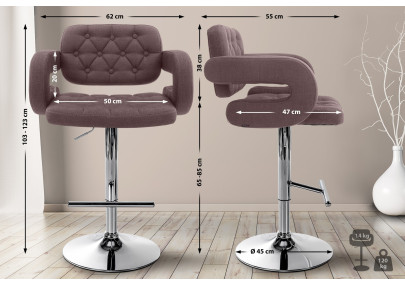 Tabouret de bar Dublin, tissu C, marron