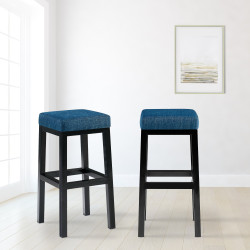 Tabouret de bar Taylor B80, tissu, bleu