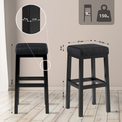 Taburete de bar Taylor B80, tapizado en tela gris oscuro