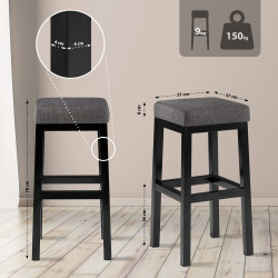 Tabouret de bar en tissu Taylor B80 gris