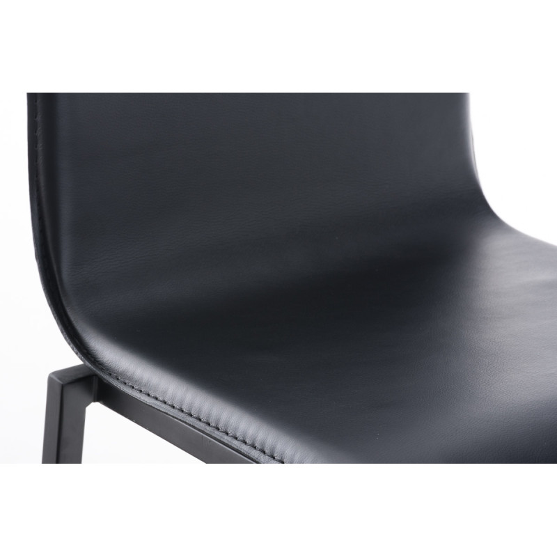 Banqueta de bar Avola em couro, plana, B78, preta