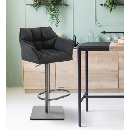 Tabouret de bar en tissu Damaso E gris foncé