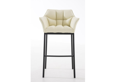 Sgabello da bar Damaso B con struttura a 4 gambe, crema