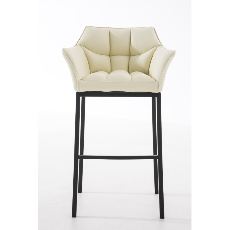 Tabouret de bar Damaso B à piètement 4 pieds, crème