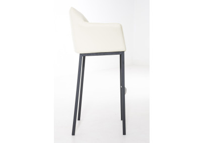 Tabouret de bar Damaso B à piètement 4 pieds, crème