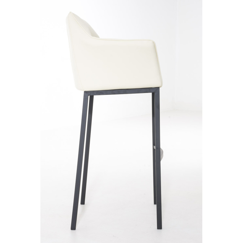 Tabouret de bar Damaso B à piètement 4 pieds, crème