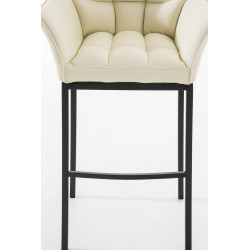 Tabouret de bar Damaso B à piètement 4 pieds, crème