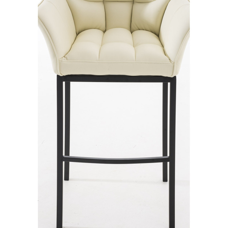 Tabouret de bar Damaso B à piètement 4 pieds, crème
