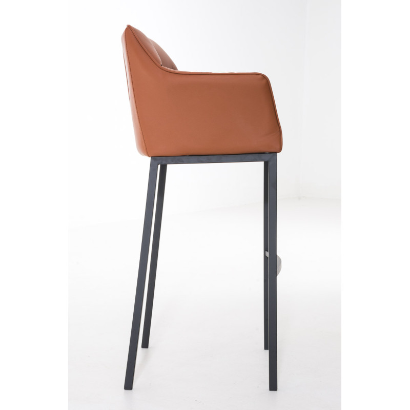 Tabouret de bar Damaso B avec piètement à 4 pieds brun clair