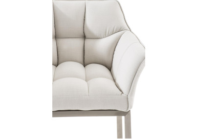 Sgabello da bar Damaso E in tessuto con struttura a 4 gambe, bianco