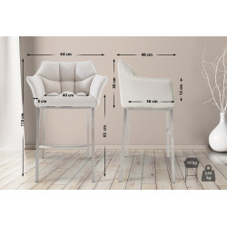 Sgabello da bar Damaso E in tessuto con struttura a 4 gambe, bianco