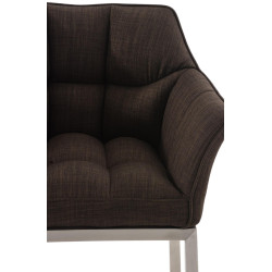 Sgabello da bar Damaso E, tessuto con struttura a 4 gambe, marrone