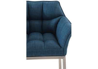 Taburete de bar Damaso E tapizado en tela, con estructura de 4 patas, azul
