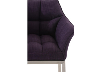 Taburete de bar Damaso E, tapizado en tela con estructura de 4 patas, morado