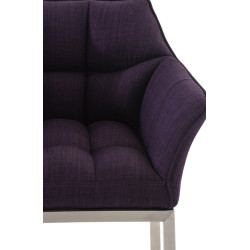 Tabouret de bar Damaso E, tissu, piètement à 4 pieds, violet