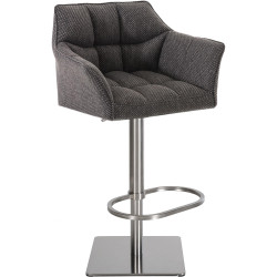 Tabouret de bar Damaso E, tissu gris titane