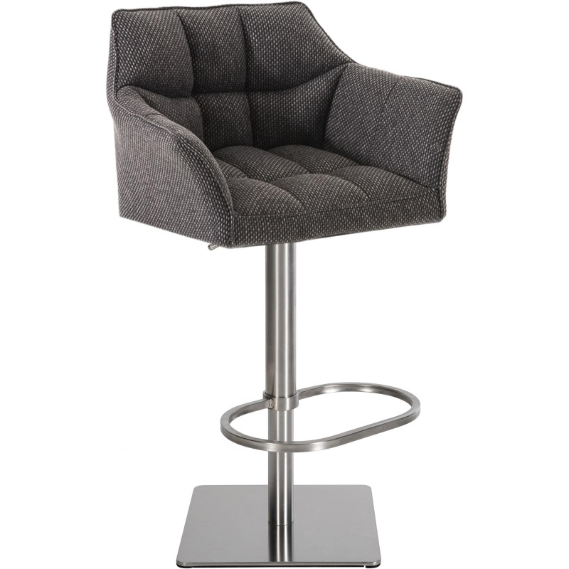 Tabouret de bar Damaso E, tissu gris titane