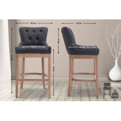 Tabouret de bar en tissu Lakewood, gris clair antique