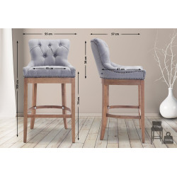 Taburete de bar tapizado en tela Lakewood, gris claro antiguo