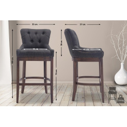 Tabouret de bar en tissu Lakewood, style antique gris foncé