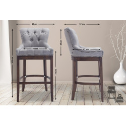 Tabouret de bar en tissu Lakewood, gris clair antique