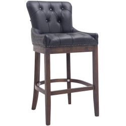 Tabouret de bar Lakewood, cuir véritable, noir antique