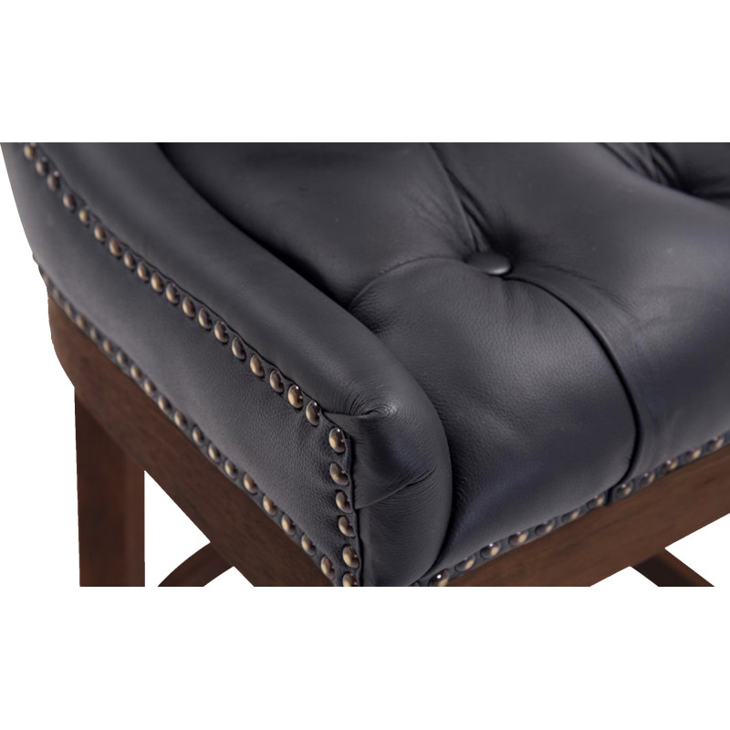 Taburete de bar Lakewood, cuero genuino, negro antiguo