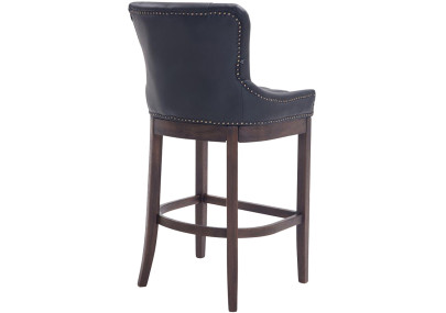 Tabouret de bar Lakewood, cuir véritable, noir antique