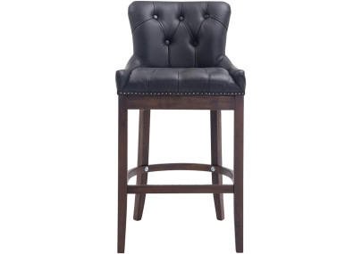 Taburete de bar Lakewood, cuero genuino, negro antiguo