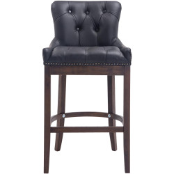 Taburete de bar Lakewood, cuero genuino, negro antiguo