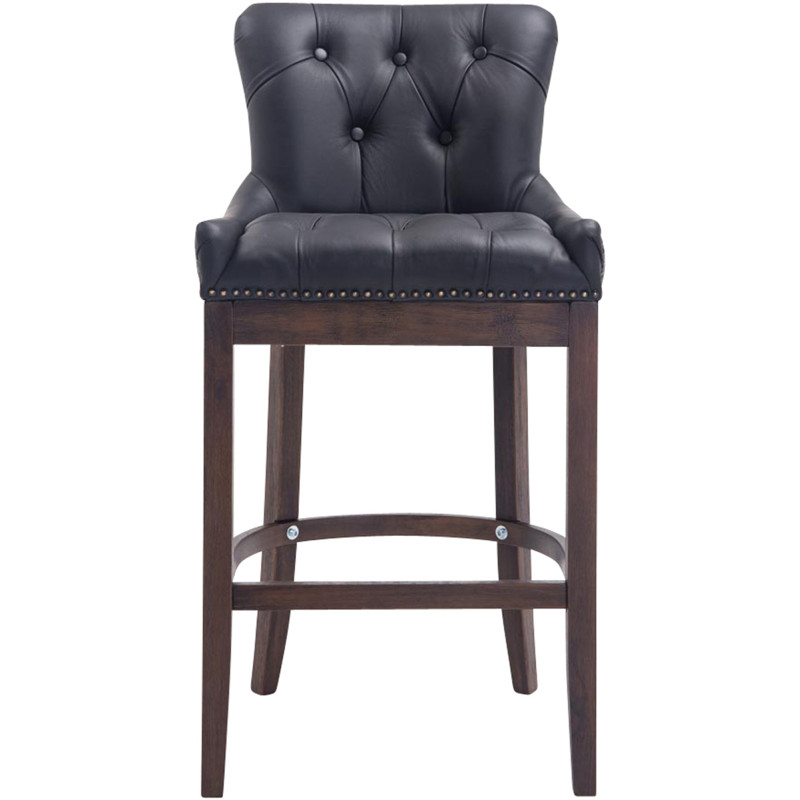 Tabouret de bar Lakewood, cuir véritable, noir antique