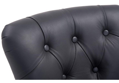 Sgabello da bar Lakewood, vera pelle, nero chiaro anticato