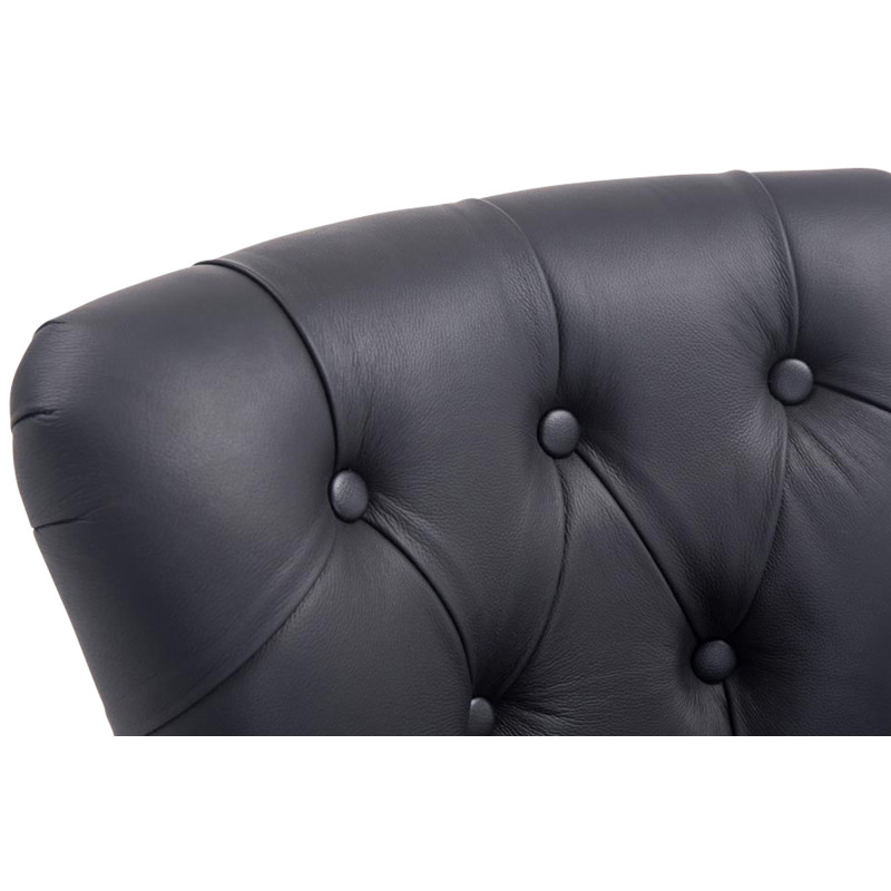 Tabouret de bar Lakewood, cuir véritable, noir clair antique