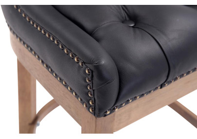 Tabouret de bar Lakewood, cuir véritable, noir clair antique