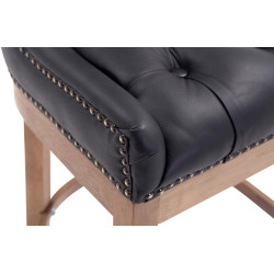 Banqueta de bar Lakewood, em couro legítimo, preto claro envelhecido