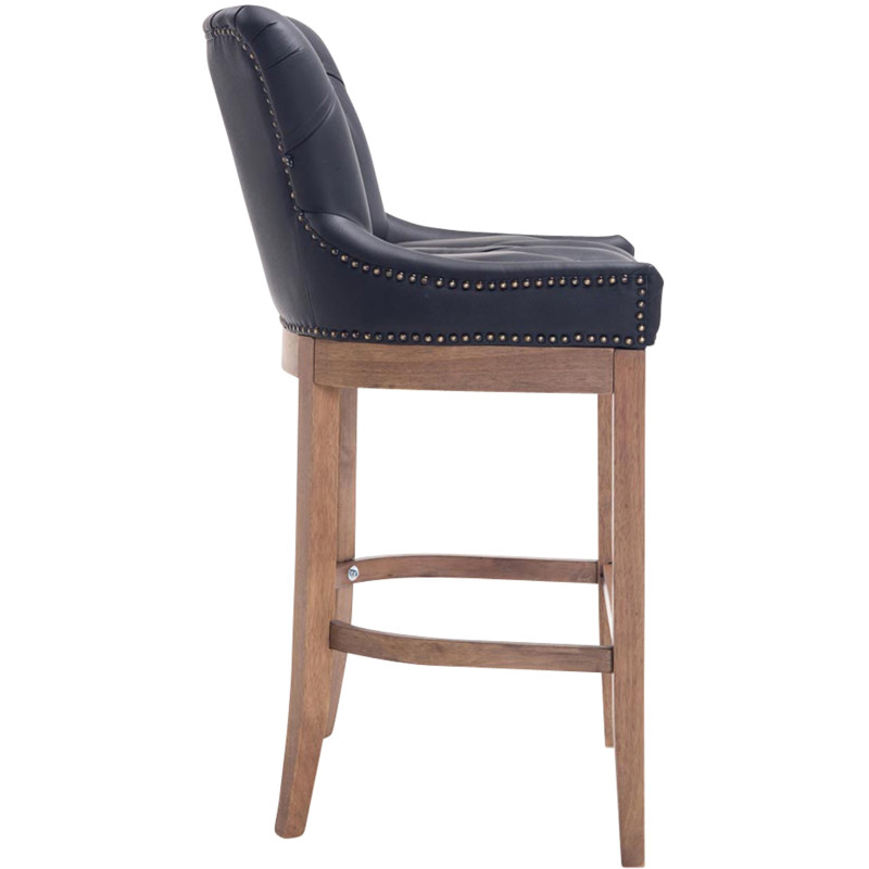 Tabouret de bar Lakewood, cuir véritable, noir clair antique