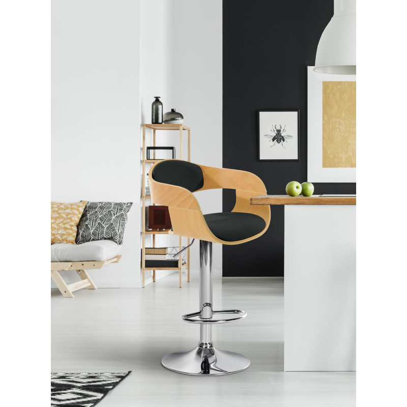 Taburete de bar Kingston C, natural/negro