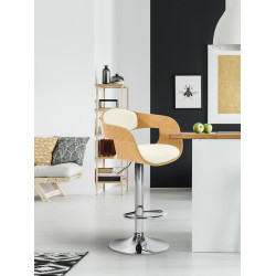Taburete de bar Kingston C, natural/blanco