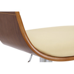 Sgabello da bar Kingston C, noce/crema