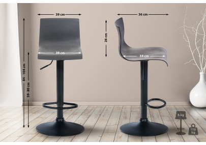 Tabouret de bar gris Hoover B