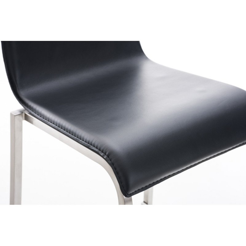 Taburete de bar Avola de piel, plano, E78, negro