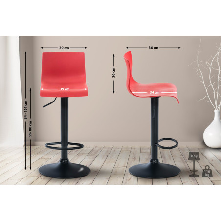 Tabouret de bar Hoover B rouge