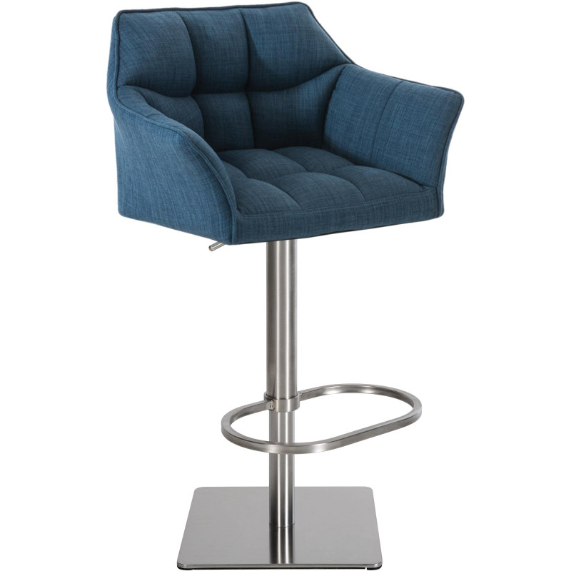 Tabouret de bar en tissu Damaso E bleu