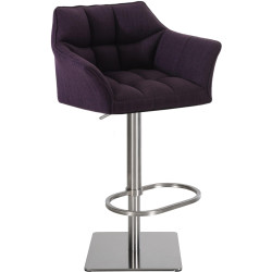 Tabouret de bar Damaso E, tissu violet