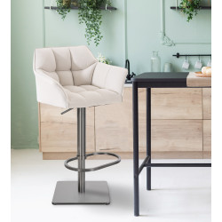 Tabouret de bar en tissu Damaso E blanc