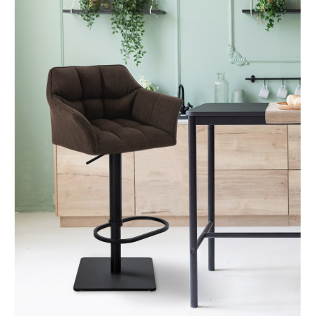 Tabouret de bar Damaso B, tissu marron